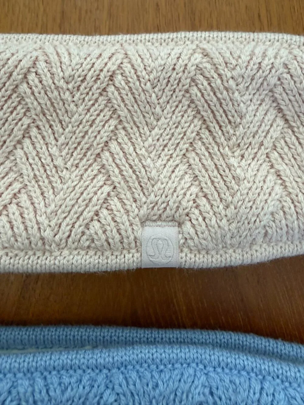 Two Lululemon Merino Wool Sherpa Head Band Ear Warmer Blue and Pink